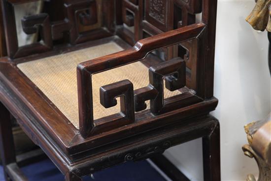 A 19th century Chinese rosewood armchair,